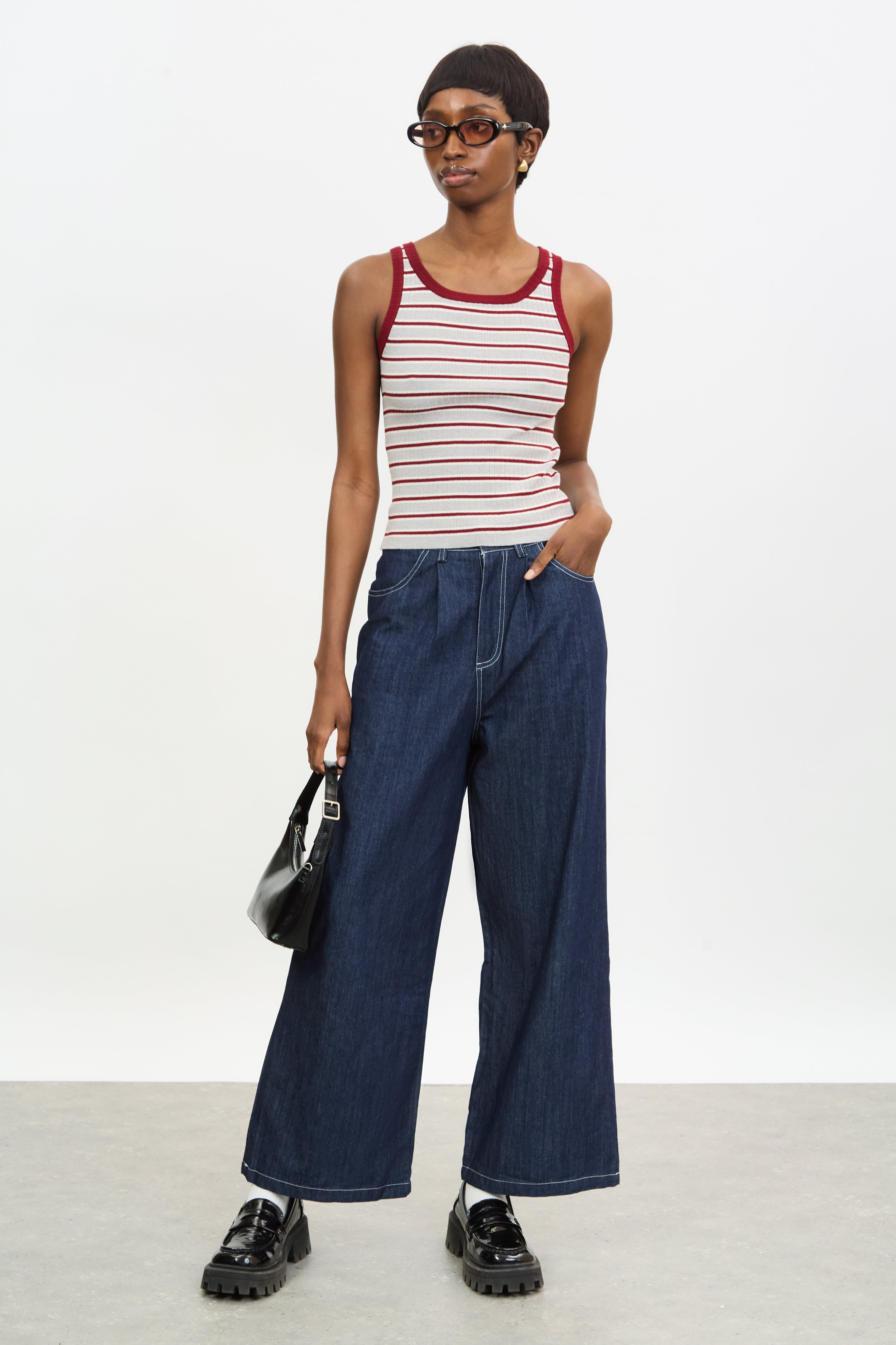 Burgundy grey and ivory striped tank_4