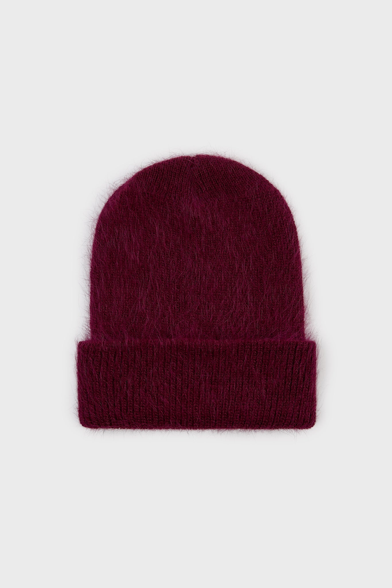 Burgundy mohair beanie hat_1
