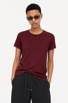 Burgundy semi sheer relaxed fit t-shirt_1