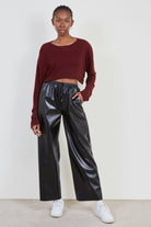 Burgundy ribbed semi sheer top_3