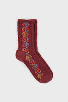 Strawberry floral strip socks- Set of 2