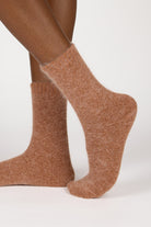 Camel angora ribbed ankle trim socks_1