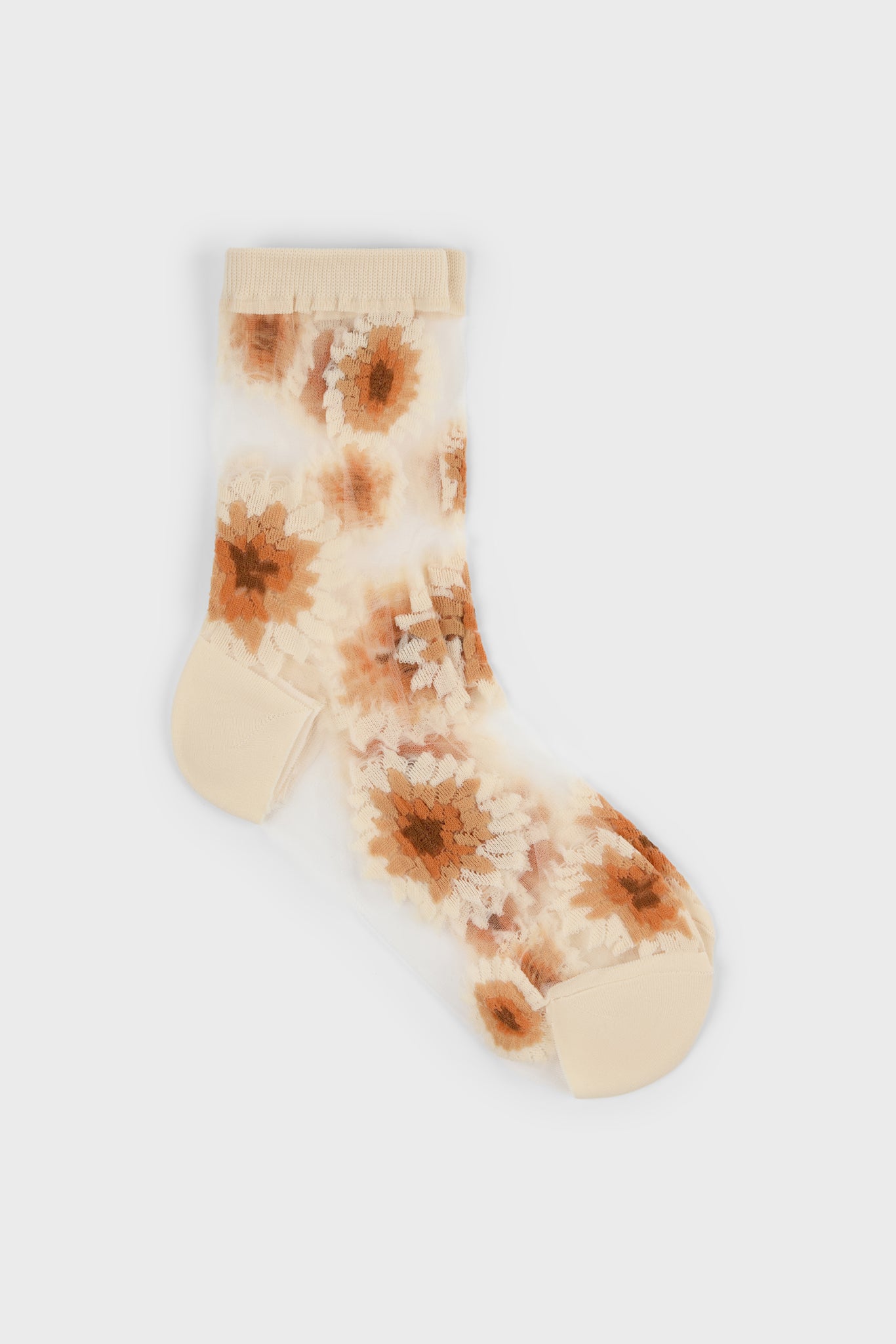 Camel large daisy sheer socks_1