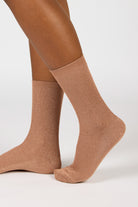 Camel modal blend ribbed socks_3