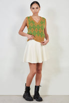 Camel and green argyle wool blend sweater vest_2