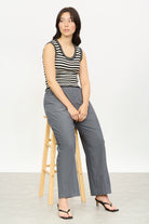 Charcoal double pleat thin belt trousers_5