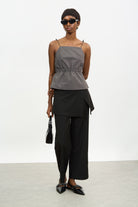 Charcoal elasticated peplum top_4