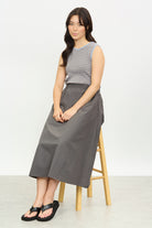 Charcoal elasticated skirt_5