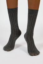 Charcoal glitter long ribbed socks_4