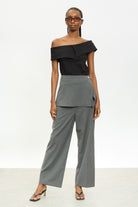 Charcoal grey and white pinstripe skirt trousers_5