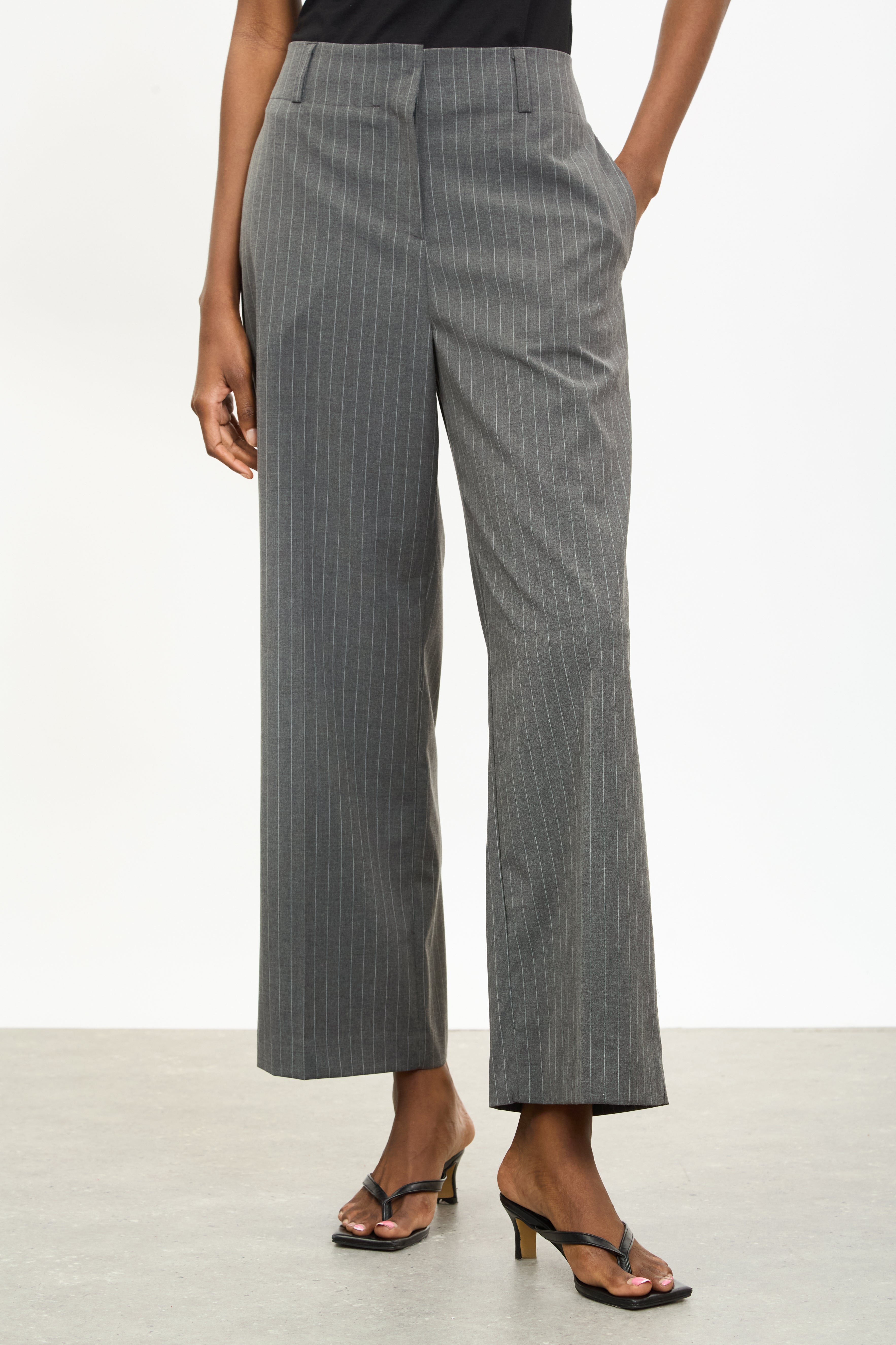 Charcoal grey and white pinstripe skirt trousers_3