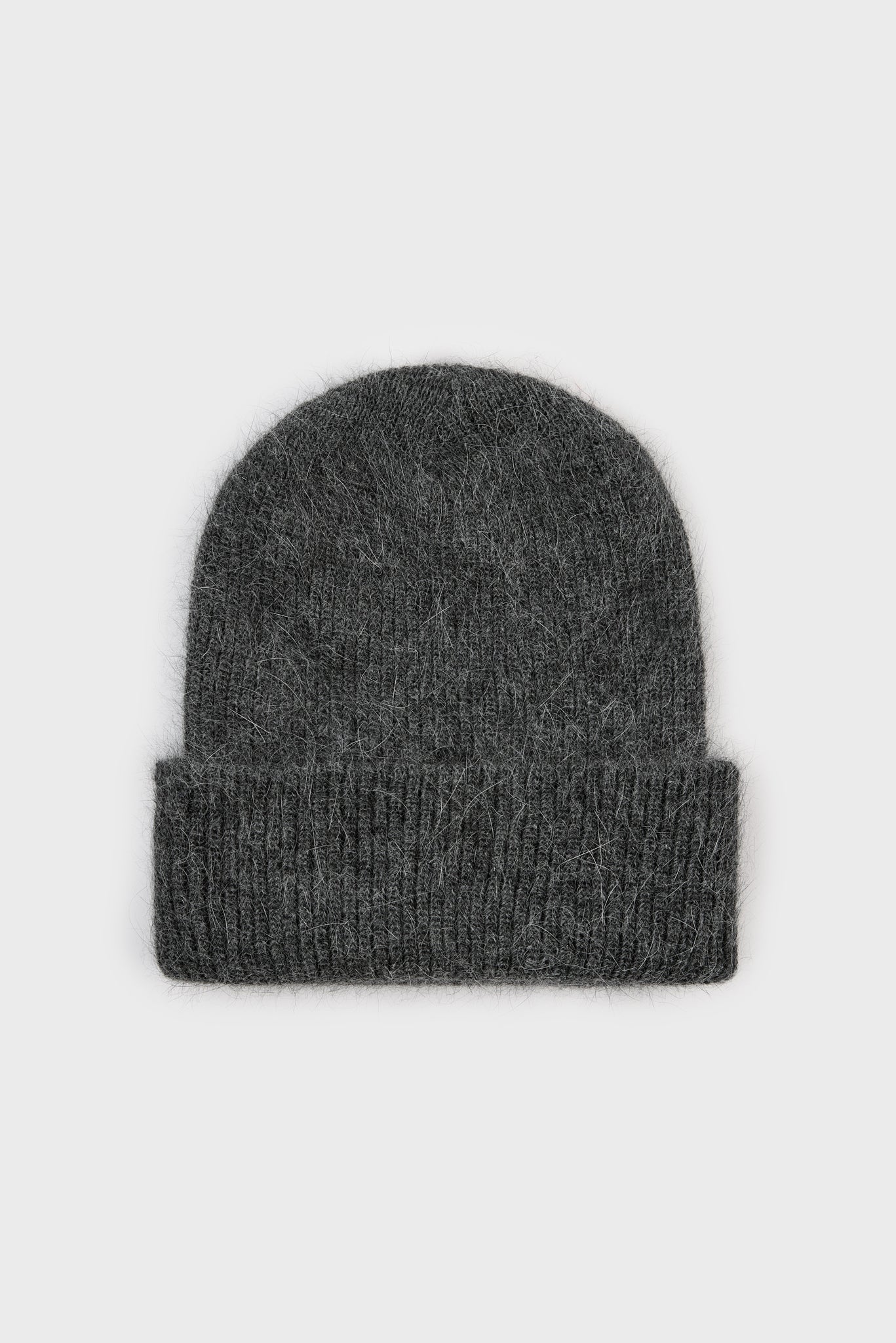 Charcoal grey mohair beanie hat_1