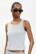 Charcoal grey ribbed scoop neck tank_1