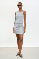 Charcoal grey ribbed tie waist skirt_4