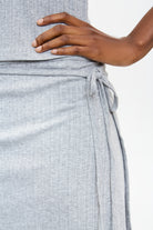 Charcoal grey ribbed tie waist skirt_3