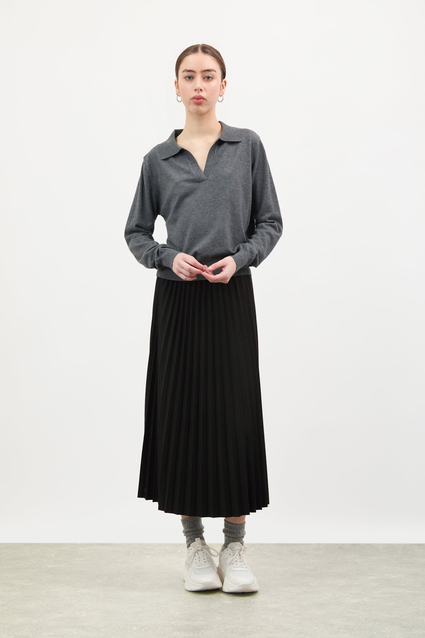 Charcoal grey wool blend knitted polo_4