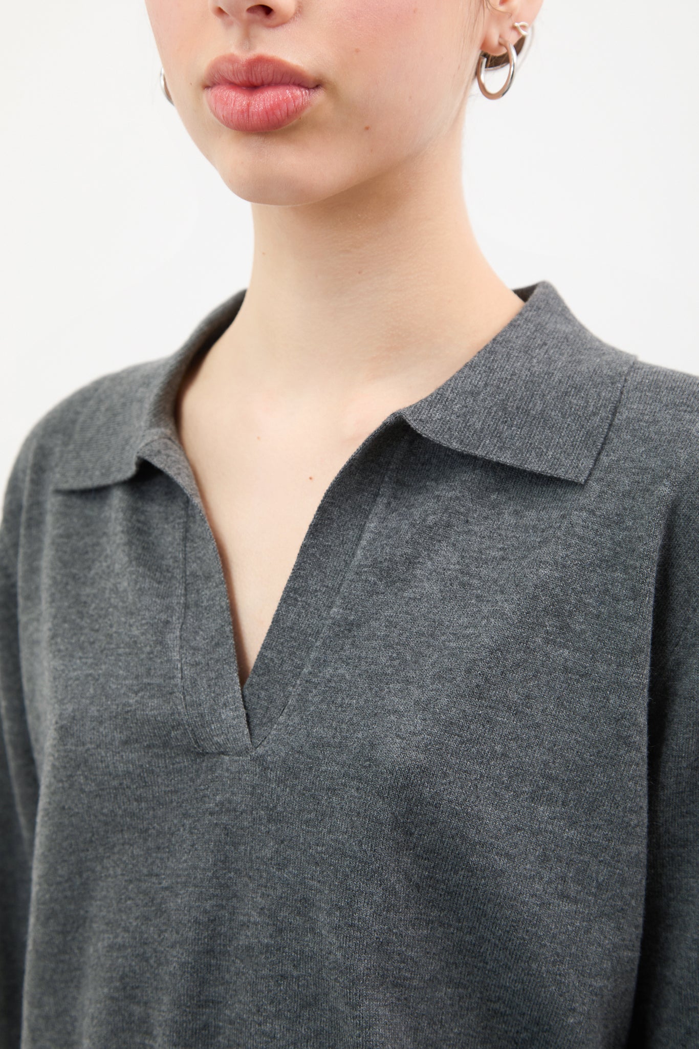 Charcoal grey wool blend knitted polo_3