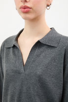 Charcoal grey wool blend knitted polo_3