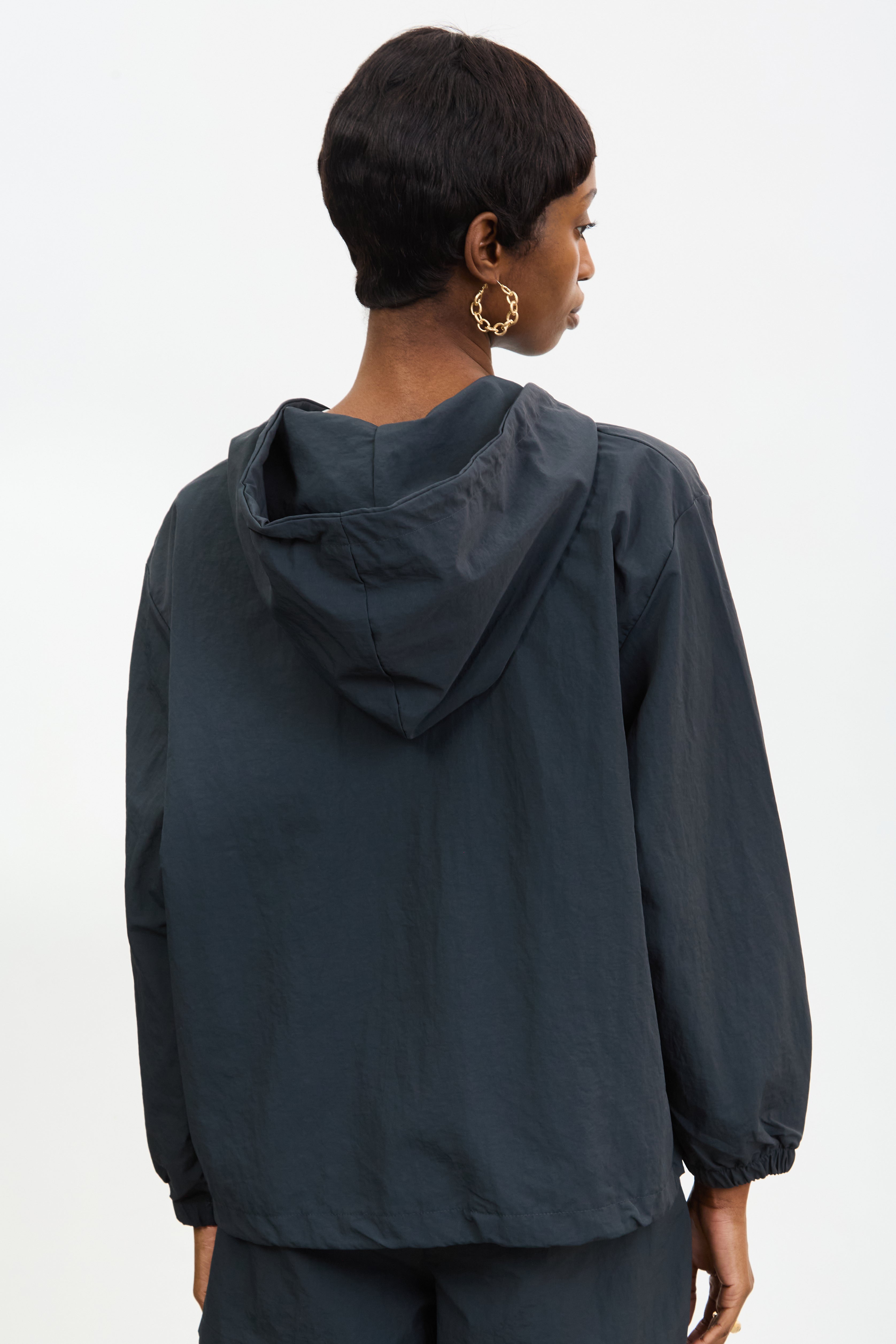 Charcoal hooded pullover windbreaker_2