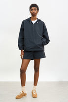 Charcoal hooded pullover windbreaker_4