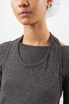 Charcoal marl layered halter neck long sleeve top_3