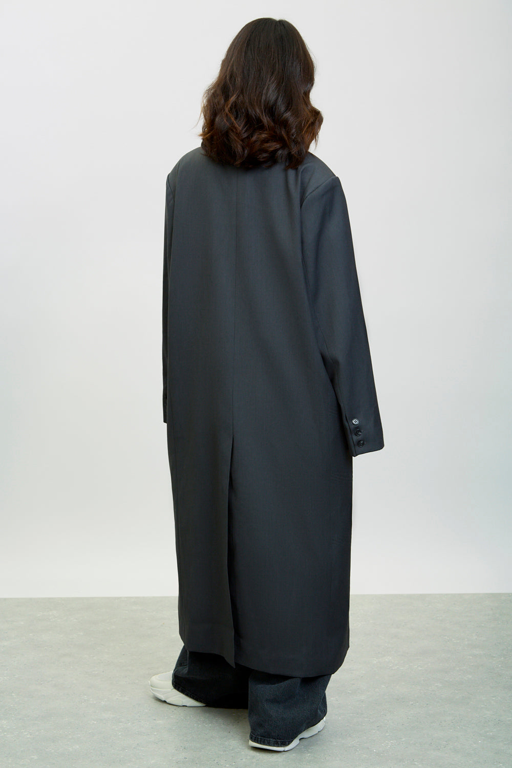 Charcoal oversized extra long blazer jacket | Glassworks London