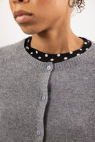 Charcoal pure wool round neck cardigan_3
