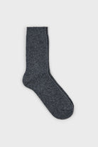 Charcoal ribbed cashmere wool blend socks_1