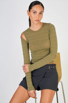 Charcoal side buckle mini skort_5