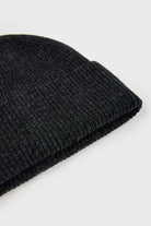 Charcoal wool blend ribbed beanie hat_2