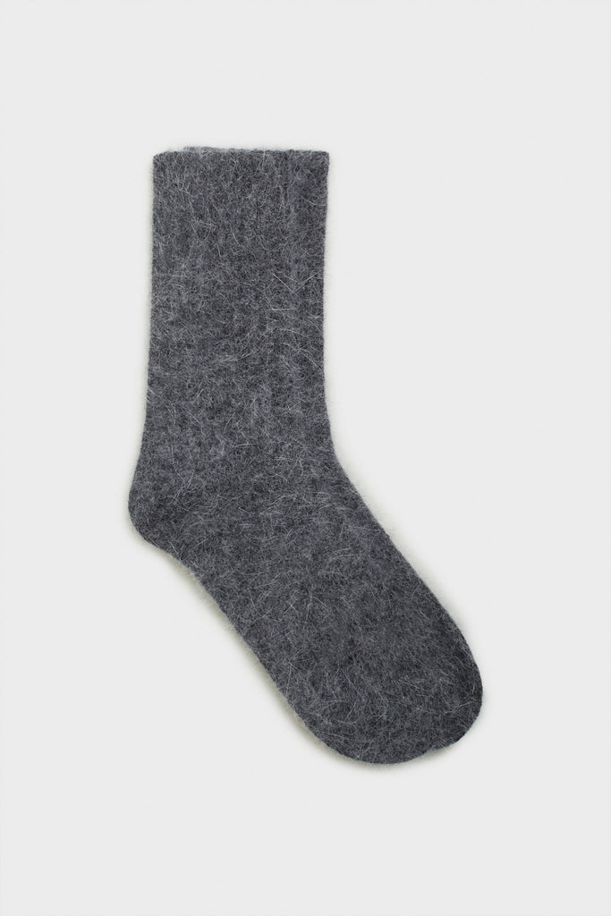 Charcoal ribbed angora long socks_1