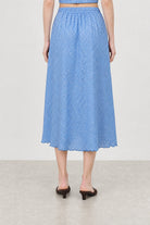 Cobalt blue and white gingham lettuce trim pencil skirt_2