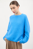 Cobalt blue pure wool ribbed jumper_1