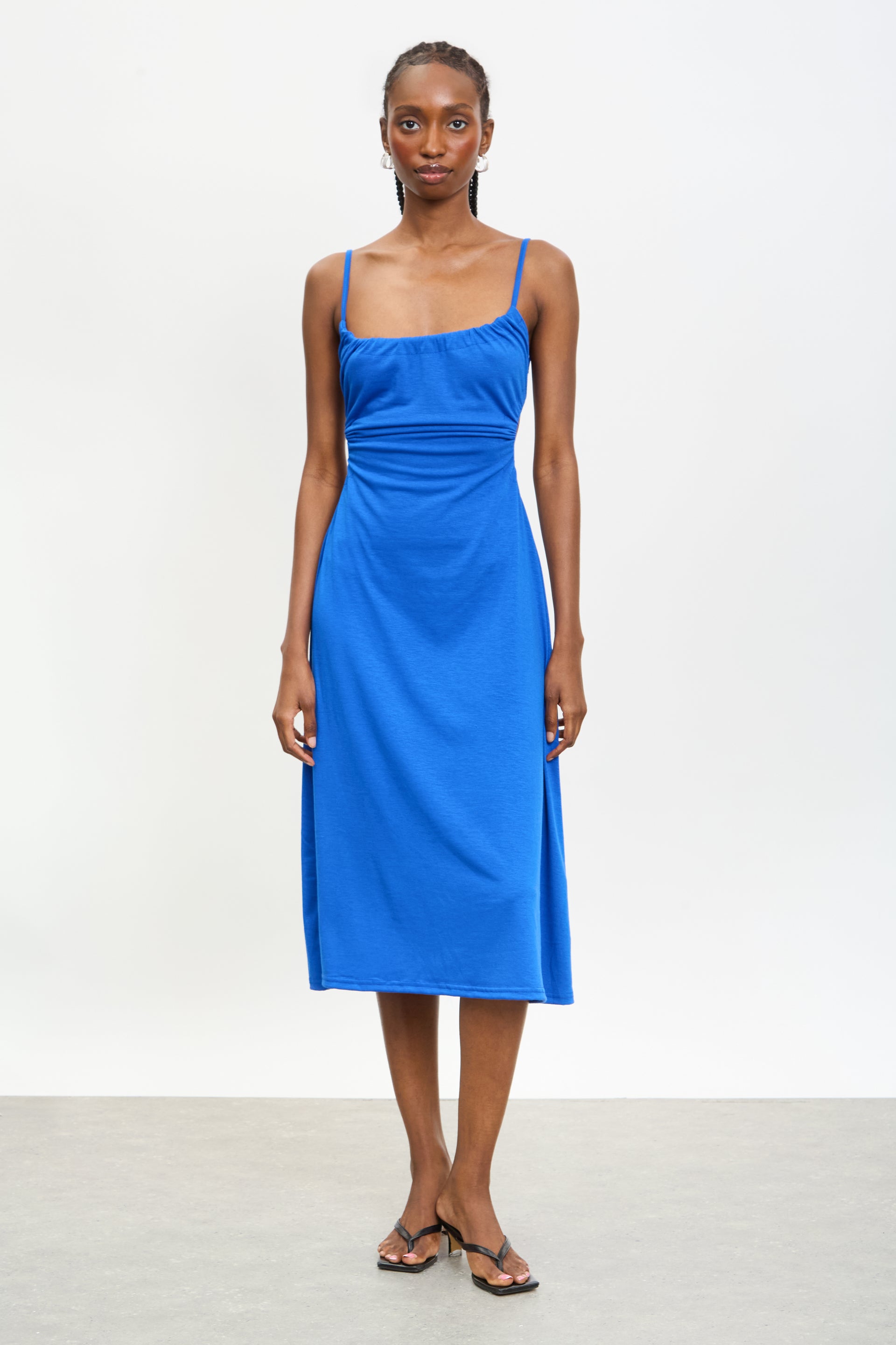 Glassworks London Cobalt Blue Ruched Open Back Midi Dress Glassworks London Cobalt Blue Ruched Open Back Midi Dress