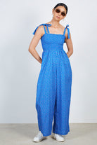 Cobalt blue floral print tie strap jumpsuit_1
