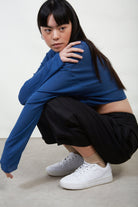 Cobalt ribbed semi sheer top_5