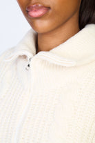 Cream cable knit relaxed fit zip cardigan_3