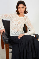 Cream embroidered pattern top_1