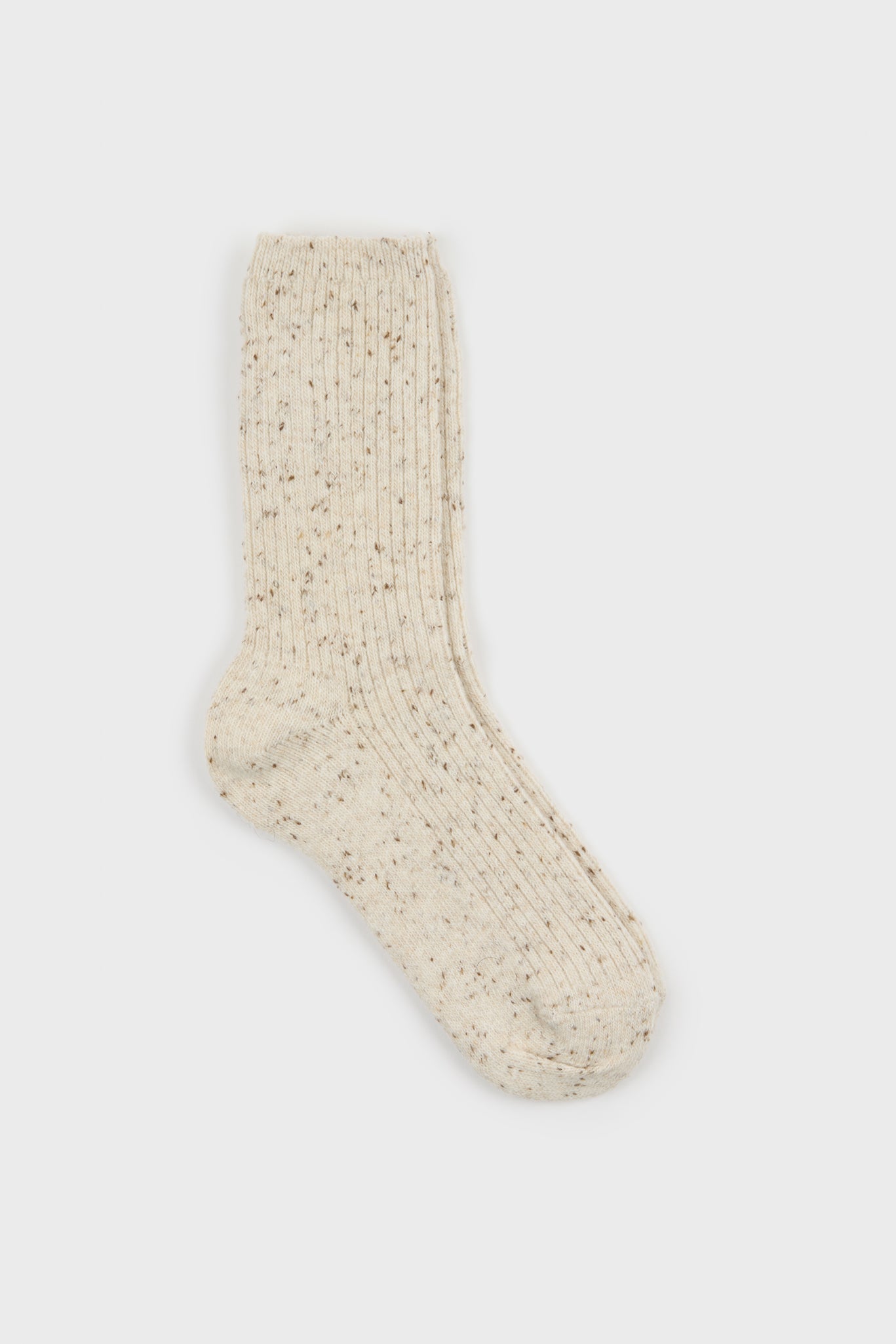 Cream fleck wool blend ribbed socks_1