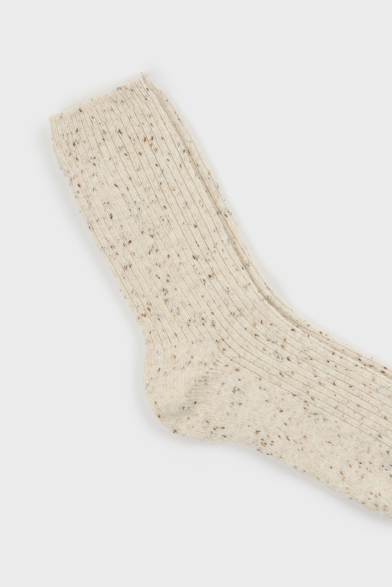 Cream fleck wool blend ribbed socks_2