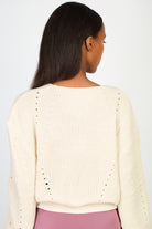 Cream knit dot detail button front cardigan_2