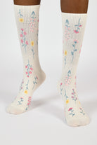 Cream scattered wild flower socks_1