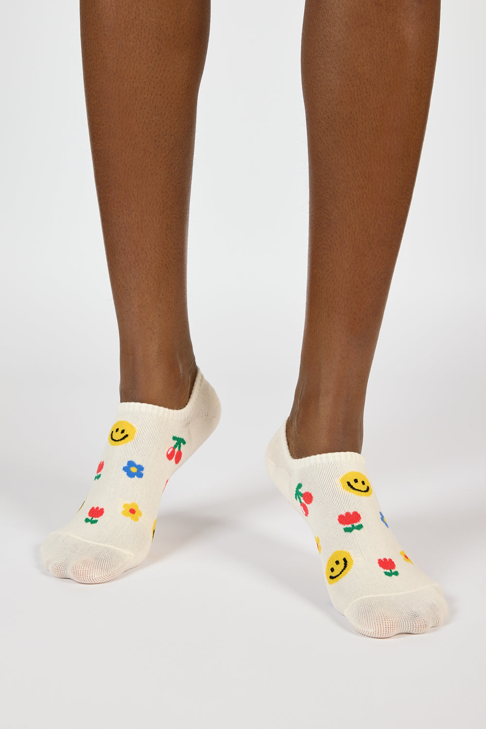 Cream smiley face cherries socks_2