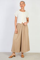 Dark beige flowy wide leg trousers_4