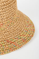 Dark beige rainbow fleck trim straw hat_2