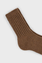 Dark beige ribbed cashmere wool blend socks_2
