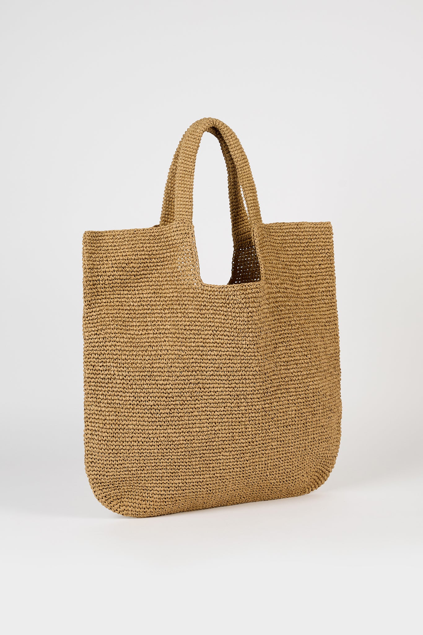 Dark beige tight weave straw tote bag_2