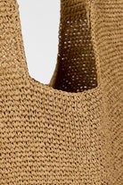 Dark beige tight weave straw tote bag_4
