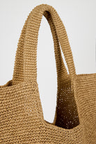 Dark beige tight weave straw tote bag_3