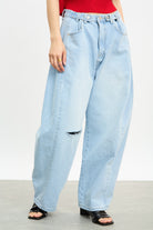 Dark blue adjustable waist balloon jeans_1